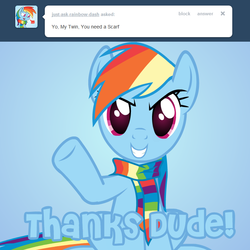 Size: 720x720 | Tagged: safe, artist:somepony, rainbow dash, g4, ask, asksparklesanddashie, clothes, scarf, tumblr