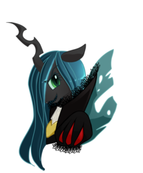 Size: 2000x2411 | Tagged: safe, artist:cherrypaintpony, queen chrysalis, changeling, changeling queen, g4, card, female, queen of spades, simple background, solo, transparent background