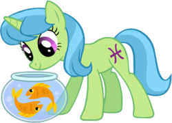 Size: 369x265 | Tagged: safe, artist:joltjade, pisces (g4), fish, pony, unicorn, g4, female, lennon, mare, mccartney, pisces, ponyscopes, simple background, solo, transparent background, zodiac