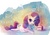Size: 1278x904 | Tagged: safe, artist:purplekecleon, edit, rarity, pony, unicorn, g4, belly, cake, chubby, eating, fat, fat edit, female, mare, raritubby, solo, stuffing, watercolor painting