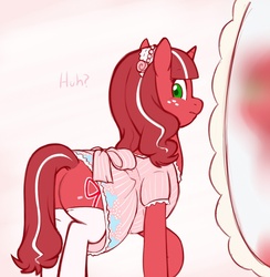 Size: 779x797 | Tagged: safe, artist:redintravenous, edit, oc, oc only, oc:red ribbon, pony, unicorn, butt, chubby, clothes, dress, fat, female, mare, plot