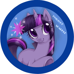 Size: 708x708 | Tagged: safe, artist:bunina, twilight sparkle, pony, g4, badge, female, pixiv, solo