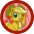 Size: 708x708 | Tagged: safe, artist:bunina, applejack, earth pony, pony, g4, badge, female, pixiv, solo, wink