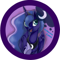 Size: 708x708 | Tagged: safe, artist:bunina, princess luna, pony, g4, badge, female, pixiv, solo