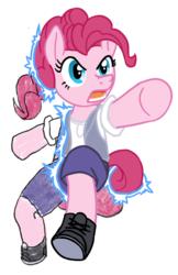 Size: 700x1080 | Tagged: safe, artist:yoka-the-changeling, pinkie pie, earth pony, semi-anthro, g4, comix zone, cosplay, crossover, female, simple background, solo, transparent background