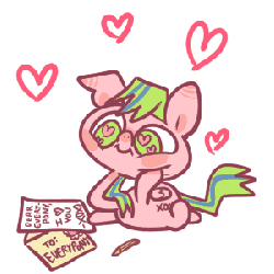 Size: 300x300 | Tagged: safe, artist:askloveletters, oc, oc only, oc:love letters, pegasus, pony, ask love letters, :i, animated, ask, cute, heart, heart eyes, letter, prone, smiling, solo, sploot, tumblr