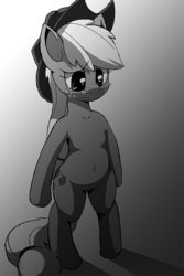 Size: 500x749 | Tagged: safe, artist:oze, applejack, earth pony, semi-anthro, g4, black and white, crying, female, grayscale, monochrome, solo