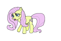 Size: 1035x711 | Tagged: safe, artist:sylis1232, fluttershy, pegasus, pony, g4, female, mare, open mouth, simple background, solo, standing, white background, wingless