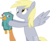 Size: 982x814 | Tagged: safe, artist:cawinemd, derpy hooves, pegasus, platypus, pony, g4, crossover, female, mare, perry the platypus, phineas and ferb