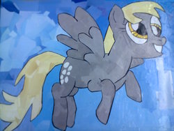 Size: 1600x1200 | Tagged: safe, artist:juu50x, derpy hooves, pegasus, pony, g4, cardboard, drawing, female, mare