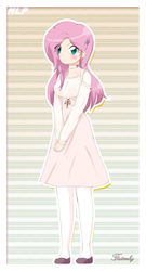 Size: 1200x2220 | Tagged: safe, artist:stalemeat, fluttershy, human, g4, clothes, cute, dress, female, humanized, shyabetes, solo