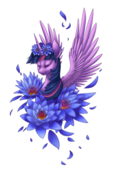 Size: 900x1370 | Tagged: safe, artist:fallenzephyr, twilight sparkle, g4, female, floral head wreath, flower, portrait, solo, surreal, twilight sparkle (alicorn)