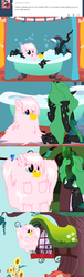 Size: 650x2125 | Tagged: safe, artist:mixermike622, queen chrysalis, oc, oc:fluffle puff, tumblr:ask fluffle puff, g4, ask, bath, tumblr, wet, wet mane