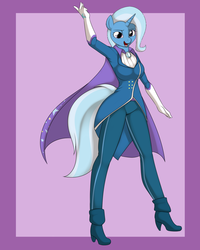 Size: 901x1125 | Tagged: safe, artist:kloudmutt, artist:krautalicornss, edit, trixie, anthro, g4, breasts, busty trixie, female, looking at you, ponyrumi, solo