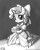 Size: 680x850 | Tagged: safe, artist:johnjoseco, sweetie belle, g4, box, clothes, cute, diasweetes, dress, female, grayscale, hoof hold, looking at you, monochrome, sitting, smiling, solo
