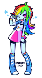 Size: 438x812 | Tagged: safe, artist:gogo-tan, rainbow dash, equestria girls, g4, cute, dashabetes, female, no pupils, one eye closed, open mouth, peace sign, simple background, solo, starry eyes, stars, white background, wingding eyes, wink