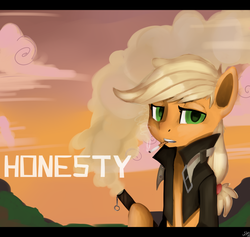 Size: 2500x2372 | Tagged: safe, artist:facerenon, applejack, earth pony, pony, g4, bipedal, cigarette, clothes, female, smoking, solo