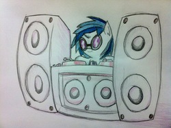 Size: 778x581 | Tagged: safe, dj pon-3, vinyl scratch, g4, female, solo, traditional art