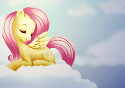 Size: 2500x1767 | Tagged: safe, artist:sandy101010, fluttershy, g4, cloud, cloudy, female, solo