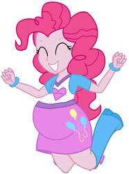 Size: 660x888 | Tagged: safe, pinkie pie, human, equestria girls, g4, balloon, boots, bracelet, clothes, female, high heel boots, jewelry, jumping, preggy pie, pregnant, pregnant edit, pregnant equestria girls, skirt, solo, teen pregnancy