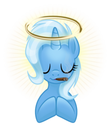 Size: 650x750 | Tagged: safe, artist:tenaflyviper, trixie, pony, unicorn, g4, drugs, female, halo, mare, rest in peace, solo, stoned trixie