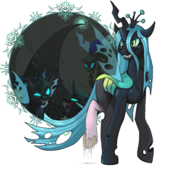 Size: 800x800 | Tagged: safe, artist:idrawweeklypony, queen chrysalis, changeling, changeling queen, g4, crown, fangs, female, jewelry, regalia, simple background, transparent background, transparent wings, wings