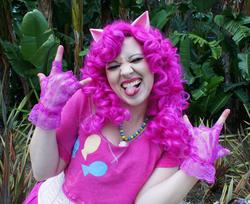 Size: 2048x1670 | Tagged: safe, artist:aktrez, pinkie pie, human, g4, cosplay, happy, irl, irl human, photo, solo, tongue out
