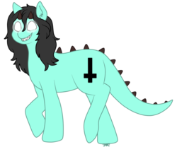 Size: 800x666 | Tagged: safe, artist:ehresko, oc, oc only, original species, cross, cross of st peter, glowing eyes, inverted cross, male, solo, stallion