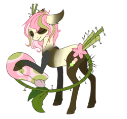 Size: 1414x1327 | Tagged: safe, artist:weird--fish, oc, oc only, oc:dango, oc:mochi, monster pony, original species, piranha plant pony, augmented tail, solo, tongue out