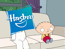 Size: 256x192 | Tagged: safe, animated, barely pony related, couch, drama, family guy, hasbro, hasbro logo, logo, male, metaphor, metaphor gif, stewie griffin