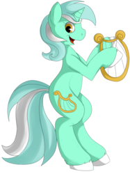 Size: 773x1034 | Tagged: dead source, safe, artist:letirary, lyra heartstrings, pony, g4, bipedal, female, hooves, lyre, simple background, solo, transparent background, unshorn fetlocks