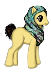 Size: 338x485 | Tagged: artist needed, safe, oc, oc only, earth pony, pony, blank flank, hijab, islam, solo