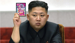 Size: 619x354 | Tagged: safe, edit, enterplay, princess cadance, alicorn, human, pony, g4, card, conference, female, irl, irl human, kim jong-un, male, mare, north korea, photo, the ultimate card, trading card, traditional art