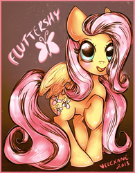 Size: 720x923 | Tagged: safe, artist:velexane, fluttershy, butterfly, g4, female, solo