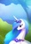 Size: 532x750 | Tagged: safe, artist:tomatocoup, princess celestia, g4, female, floral head wreath, grass, mane, solo, tree