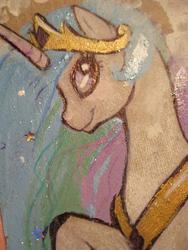 Size: 411x548 | Tagged: safe, artist:starsweets, artist:teacakery, princess celestia, g4, close-up, female, painting, photo, solo, traditional art