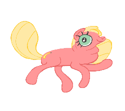 Size: 900x800 | Tagged: safe, artist:agartblog, oc, oc only, earth pony, pony, animated, banana, derp, dumb running ponies, not salmon, solo, wat