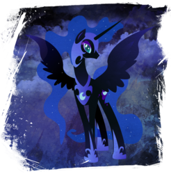 Size: 901x916 | Tagged: safe, artist:rariedash, nightmare moon, alicorn, pony, g4, armor, cutie mark, female, hooves, horn, lineless, mare, solo, spread wings, wings