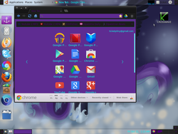 Size: 1024x768 | Tagged: safe, princess luna, rainbow dash, oc, oc:nyx, alicorn, pony, g4, cutie mark, firefox, gnome (desktop), google chrome, linux, skype, ubuntu