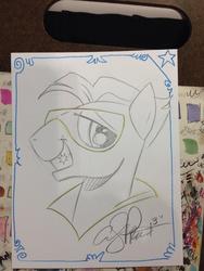 Size: 768x1024 | Tagged: safe, artist:andy price, pony, booster gold, ponified, solo, traditional art