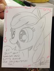 Size: 768x1024 | Tagged: safe, artist:andy price, apple bloom, earth pony, pony, g4, cutie mark, female, filly, foal, solo, traditional art