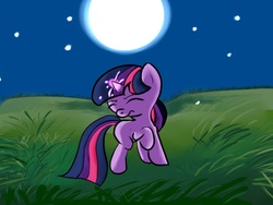 Size: 800x600 | Tagged: safe, artist:screwballthepirate, twilight sparkle, g4, female, filly, magic, moon, night, solo, younger