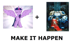 Size: 1337x796 | Tagged: safe, twilight sparkle, alicorn, pony, g4, exploitable meme, female, make it happen, mare, marneus calgar, meme, space marine, twilight sparkle (alicorn), ultramarine, warhammer (game), warhammer 40k, your spiritual liege