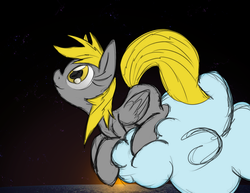 Size: 600x464 | Tagged: safe, artist:theshankbronies, derpy hooves, pegasus, pony, g4, cloud, colored, female, mare, solo