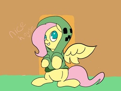 Size: 1600x1200 | Tagged: safe, artist:screwballthepirate, fluttershy, g4, clothes, creeparka, creeper, creepershy, crossover, cute, female, hoodie, minecraft, shyabetes, solo
