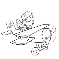 Size: 1000x1000 | Tagged: safe, artist:madmax, big macintosh, earth pony, pony, g4, clothes, goggles, male, monochrome, plane, scarf, solo, stallion