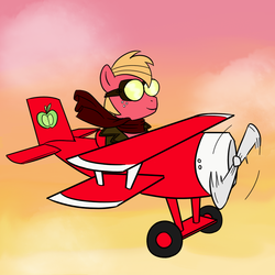 Size: 1000x1000 | Tagged: safe, artist:madmax, big macintosh, earth pony, pony, g4, clothes, colored, goggles, male, plane, scarf, solo, stallion