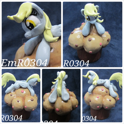 Size: 720x720 | Tagged: safe, artist:emr0304, derpy hooves, pegasus, pony, g4, customized toy, female, giant muffin, irl, mare, muffin, photo, sculpture, solo
