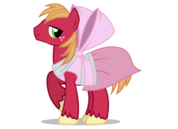 Size: 550x400 | Tagged: safe, artist:mixermike622, big macintosh, earth pony, pony, g4, bow, clothes, crossdressing, dress, male, simple background, solo, stallion, transparent background