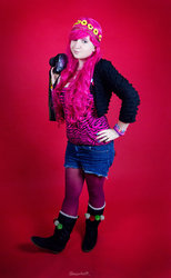 Size: 1024x1659 | Tagged: safe, artist:redmisa, pinkie pie, human, g4, camera, cosplay, hipster, irl, irl human, photo, solo